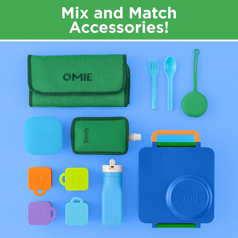 OmieBox Kids Insulated Leakproof Bento Lunch Box with Food Jar (Monster Blue)