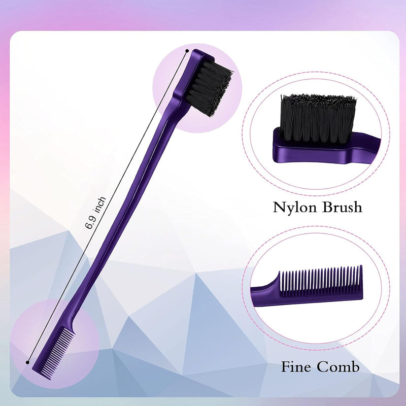 Geiserailie 3 Pcs Slick Back Hair Brush Set Bristle Brush Edge Control Teasing Comb for Women Black Hair(Black)