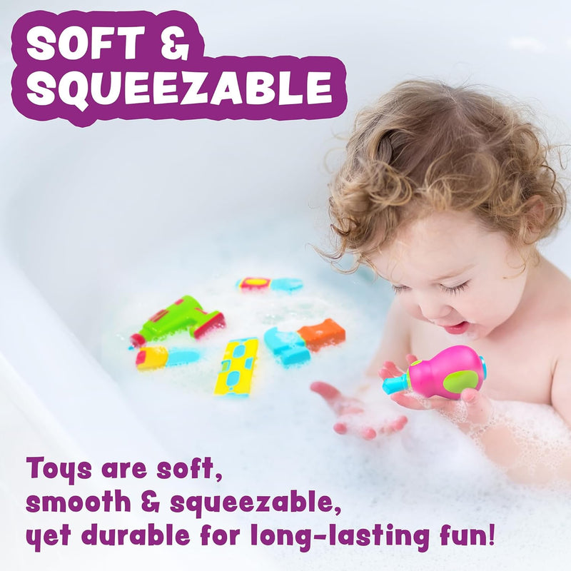 Tub Works® Tools™ Mold Free Bath Toys, 6 Pack | Sealed, No Hole Bath Toys Design Keeps Moisture Out | Soft, Squeezable & Float on Water | Easy-Grip Baby & Toddler Bath Toys | Fun Tools Kids Bath Toys