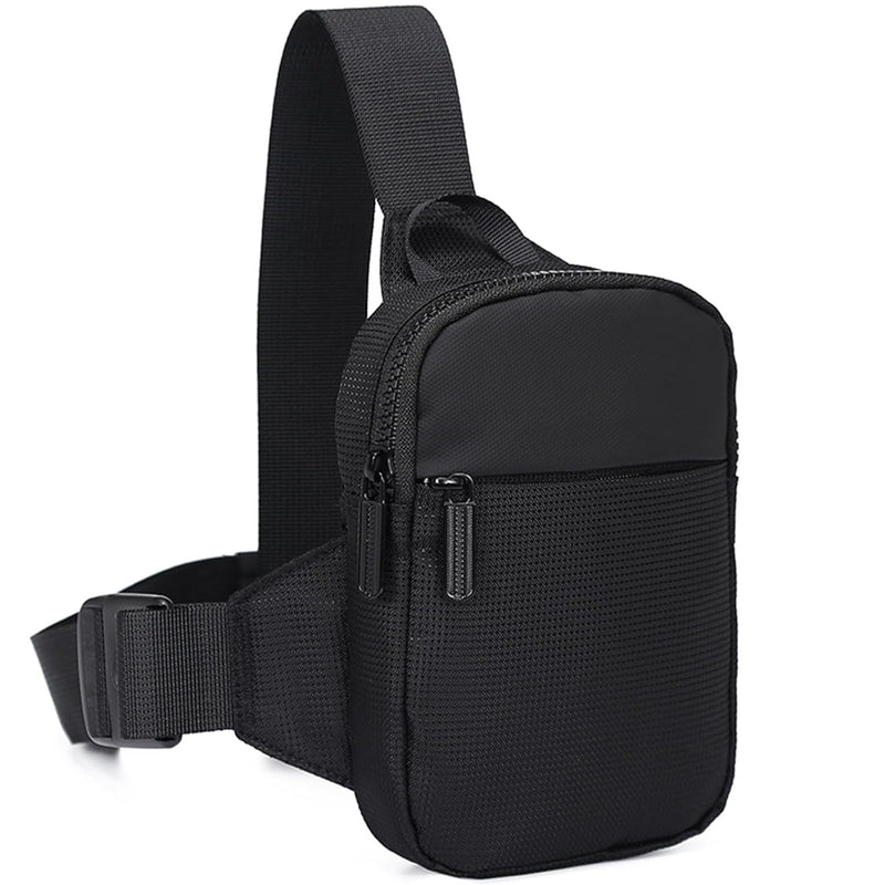 Lizbin Small Sling Bag for Women and Men - Crossbody Purse, Fanny Pack, Mini Chest Bag, Belt Bag - Lightweight for Travelling and Hiking (Black)
