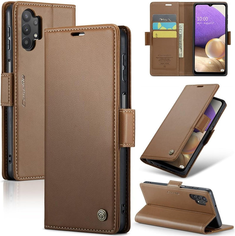 For Samsung Galaxy A73 5G Leather Case RFID Blocking 3 Card Slot Mobile Cover - Black - Galaxy A32 5G / M32 5G Black