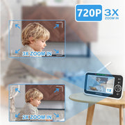 OKAIDI Video Baby Monitor with Camera and Audio, 5" Display Baby Monitor No WiFi, 30H Battery and 1000ft Range Baby Monitor, Remote Pan-Tilt-Zoom Baby Camera, Night Vision, 2-Way Talk, VOX,Temperature