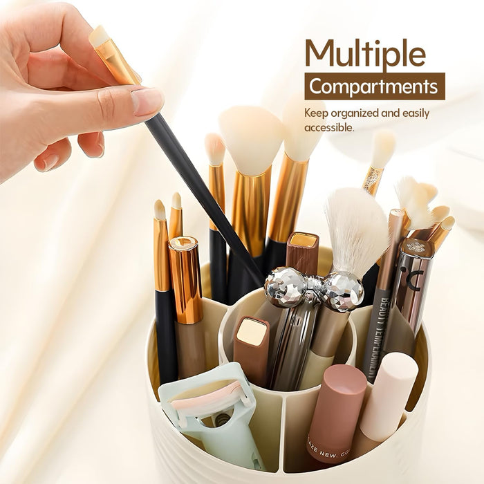 TruGlo Rotating Makeup Brush Holder Organizer - Modern and Multi-Functional Storage for Brushes, Lipsticks & Tools, Cosmetics Storage, Makeup Tools, Durable, Stylish & Spacious Beauty Accessory