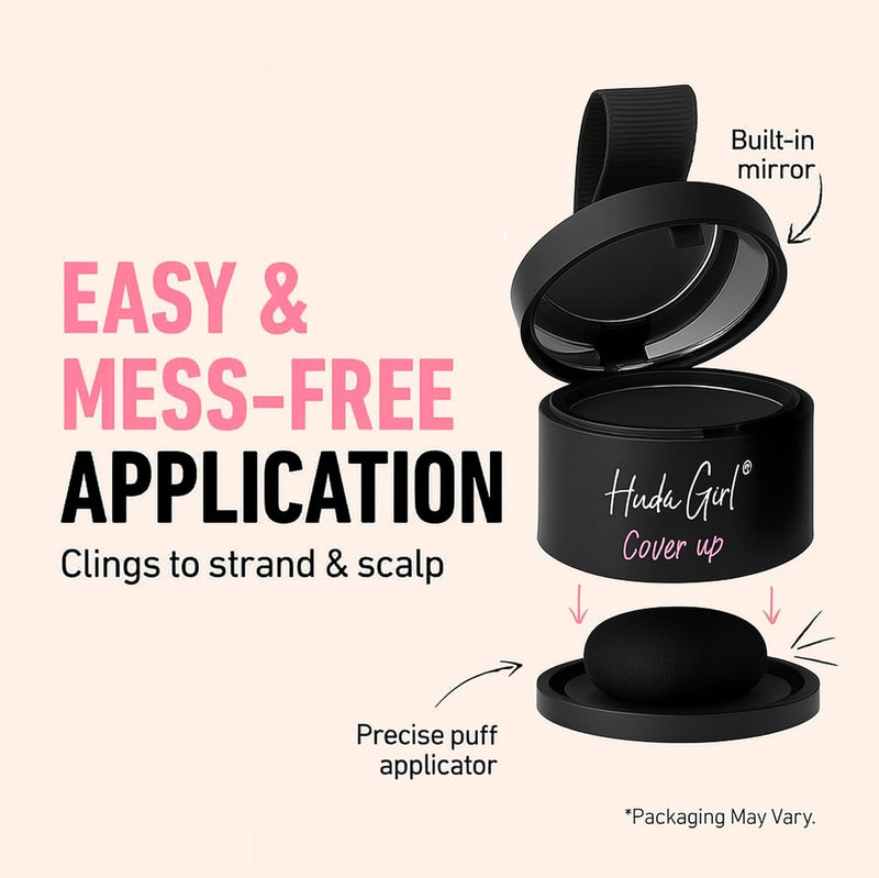 Cover Up Line Powder, Black Darkest Neutral Tone, Hair Root Touch Up for Grey Coverage, Instant Color with Applicator