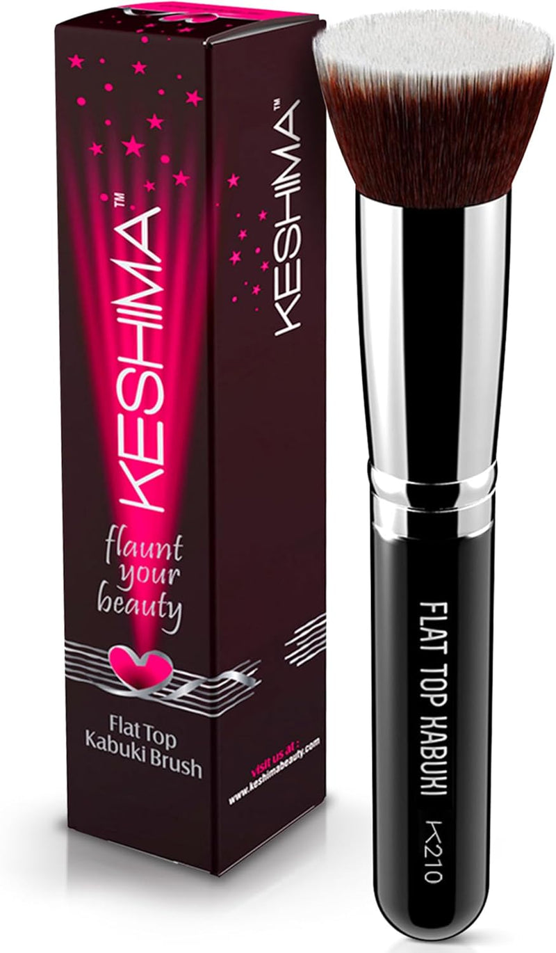 KESHIMA Flat Top Retractable Makeup Brush - Premium Retractable Kabuki Brush, Blush Brush, Foundation Brush for Liquid Makeup, Powder and Cream