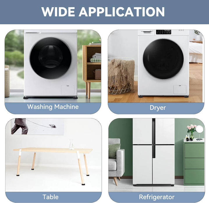 4 Pcs Washing Machine Base, Rubber Washing Machine Stabilizer, Washer Foot Pads, Shock and Noise Reduction for Washing Machines and Dryers, Washer Anti Vibration Mat