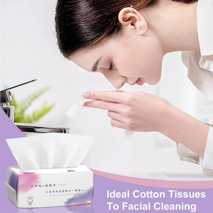 NALACAL Face Clean Towels, 100 Count Disposable Biodegradable Soft Dry Wipes for Sensitive Skin, Lint Free Facial Tissue for Cleansing, Skincare and Makeup Remover, Dry Wipes