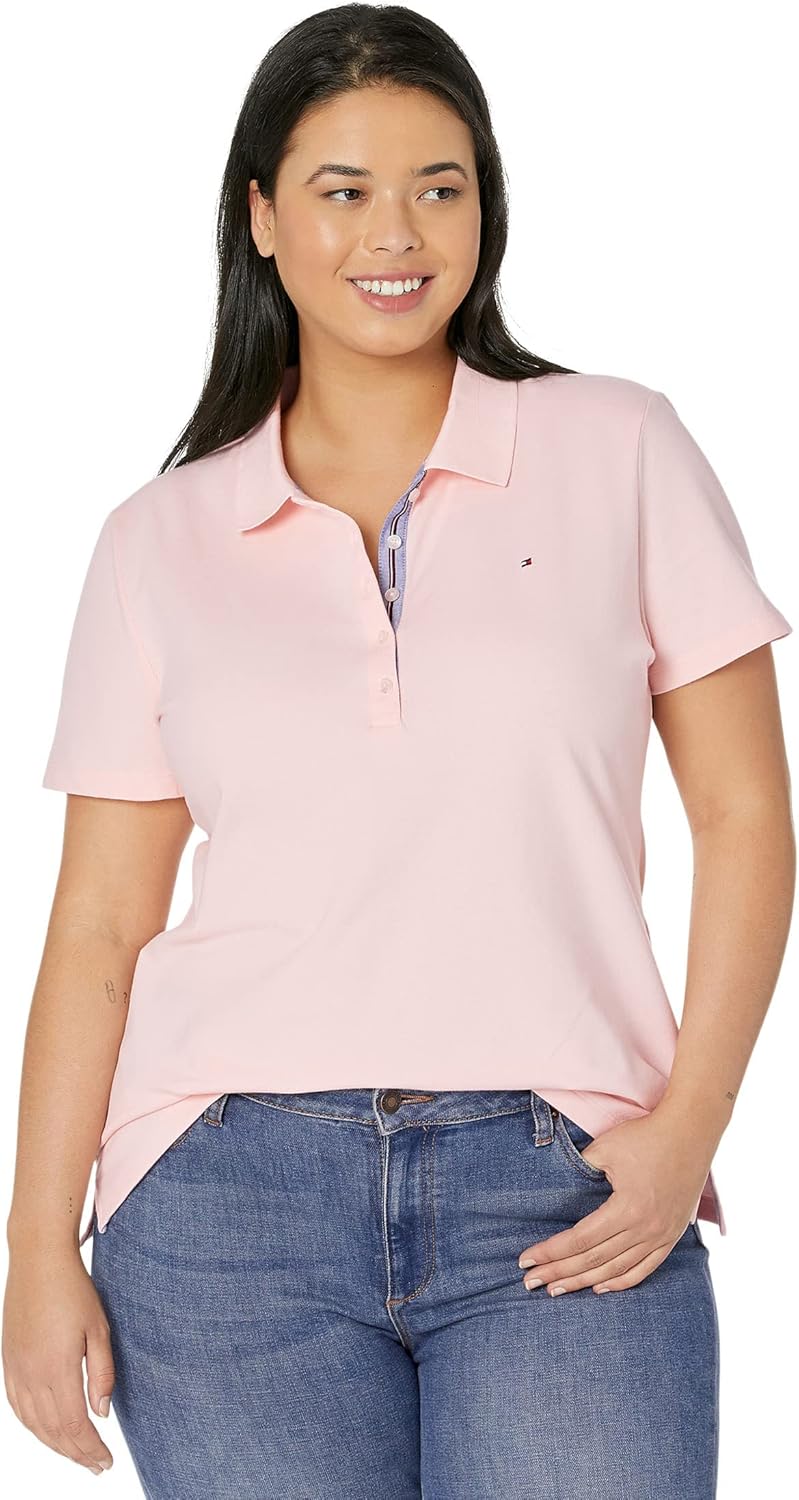 Women's Classic Short Sleeve Polo (Standard and Plus Size) - Ballerina Pink