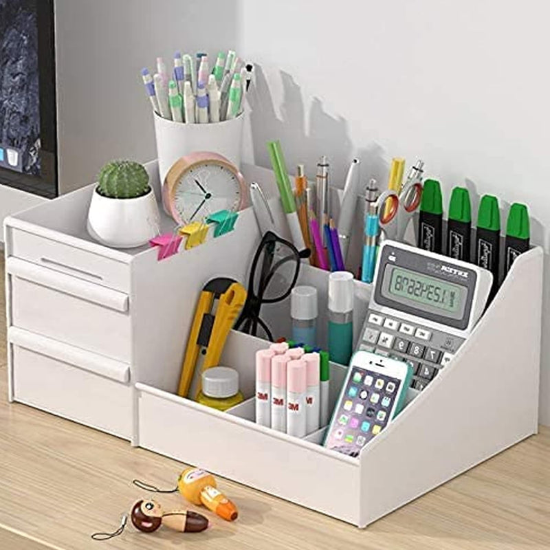 Sulfar Makeup Organizer With Drawers, Large Capacity Desk Organizer for Cosmetics, Lipsticks, Jewelry, Skincare, Holder for Brushes, Eyeshadow, Great for Dresser
