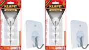 KLAPiT Super Hook Heavy Duty Adhesive, Holds 11 Pounds or 5Kg Weight, Waterproof and Damage Free for Wall, Tile, Wood, Stone, Glass, Metal, Made of Steel (Clear, 4 pc) - 4 pc (Pack of 2) Clear