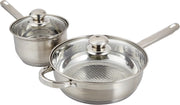 Wilson by Cuisine Art Stainless Steel 12-Piece Cookware Set - Casserole, Saucepan, Fry PanCooking set Heavy Duty With Stainless Steel Handle Gas, Stovetops Compatible For Family Meals