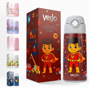 Kids Water Bottle 500ml Insulated Stainless Steel Water Bottle for Kids with Straw Leakproof, BPAFree, Reusable Bottle for School, Travel, Sports & Daily Hydration (CROWNED UNICORN) - RED HERO TRUCKS