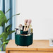 WEZCHUGHAOL Makeup Brush Holder Organizer, 360 Rotating Cosmetic Organizer, 5 Slot Make up Brushes Cup, for Vanity Decor, Bathroom Countertops, Desk Storage Container, Cosmetic Display Cases (White)