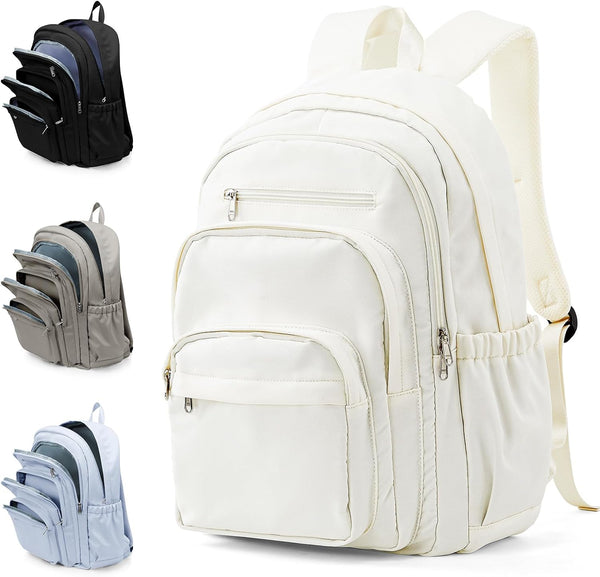 WEPOET Backpack Women Men School Backpack Large with Many Compartments Waterproof Backpack Lightweight for School Backpack Teenager Daypacks Backpack for Boys Girls, A2-beige, Rucksack Backpacks