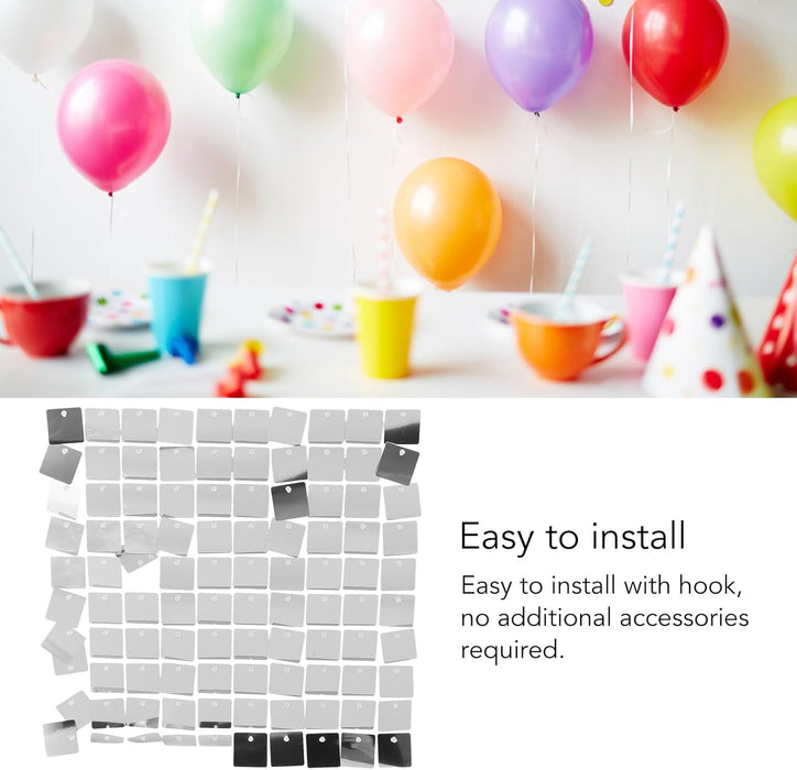 6Pcs Shiny Wall Backdrop,11.8 X 11.8inch Sequin Shimmer Backdrop Curtains, Background Wall Panels Glitter Panels for Birthday, Anniversary, Wedding, Graduation (Silver)
