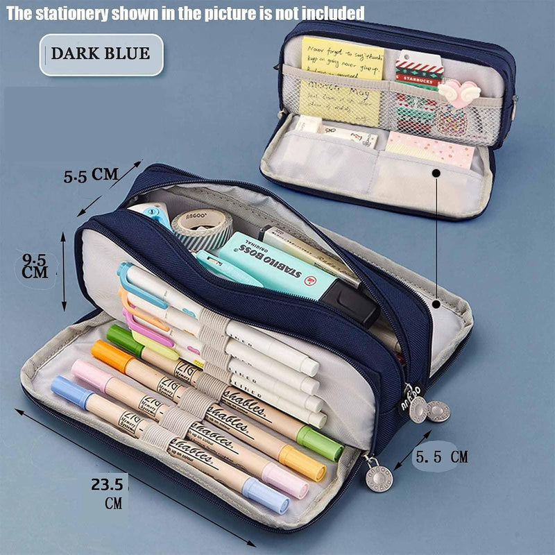 Large Capacity Pen Pencil Case with 3 Compartments, Teenagers Girls Pencil Case Office Supplier Holder Box Organizer, Multi-functional Pen Pouch Organizer for Office School Teen Girl Boy Men Women