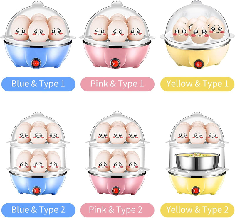 Morelian Double Layer Egg Cooker 14 Egg Capacity Hard Boiled Egg Cooker Anti-dry Electric Egg Boiler with 40mL Measuring Cup Steam Vegetables