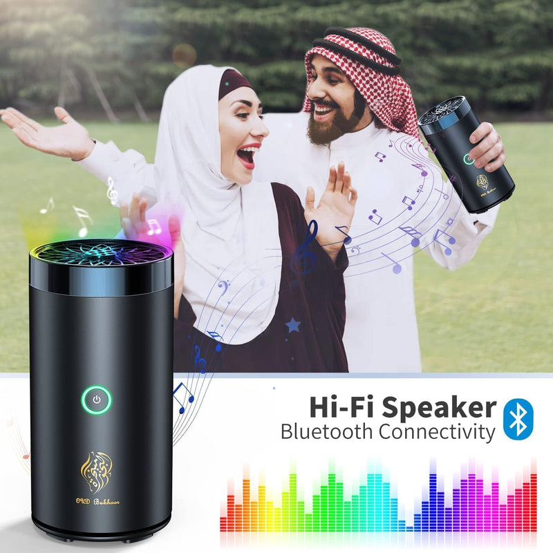 SUKILO Electric Incense Bakhoor Burner with Bluetooth Speaker – 2-in-1 Arabic Aroma Diffuser & Wireless Audio Player, USB Rechargeable Oud Burner for Home, Office, Car, Ramadan & Gifting Use