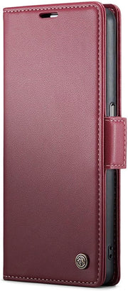 For Oppo A96 4G / A36 / A76 / K10 4G / Realme 9i 4G Leather Case RFID Blocking 3 Card Slot Mobile Cover - Red