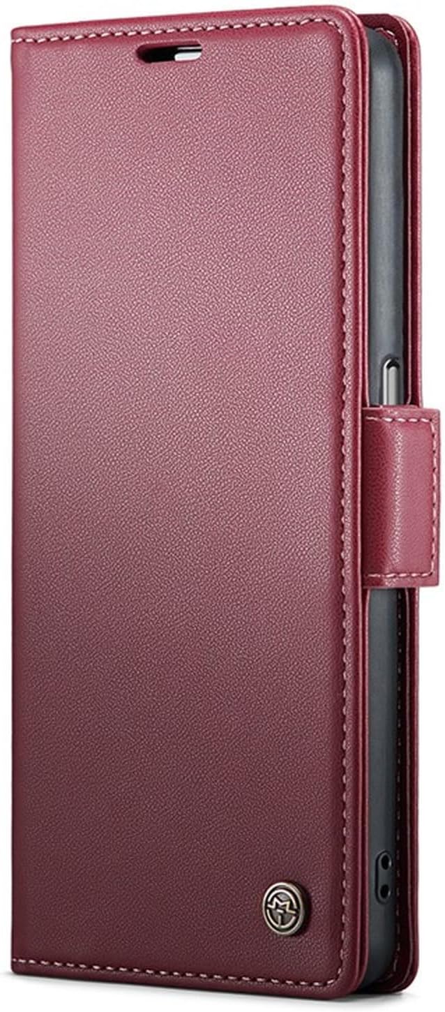 For Oppo A96 4G / A36 / A76 / K10 4G / Realme 9i 4G Leather Case RFID Blocking 3 Card Slot Mobile Cover - Red