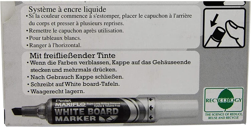 PENTEL MAXIFO Whiteboard Markers, Broad Chisel Tip, Black (Pack of 3)
