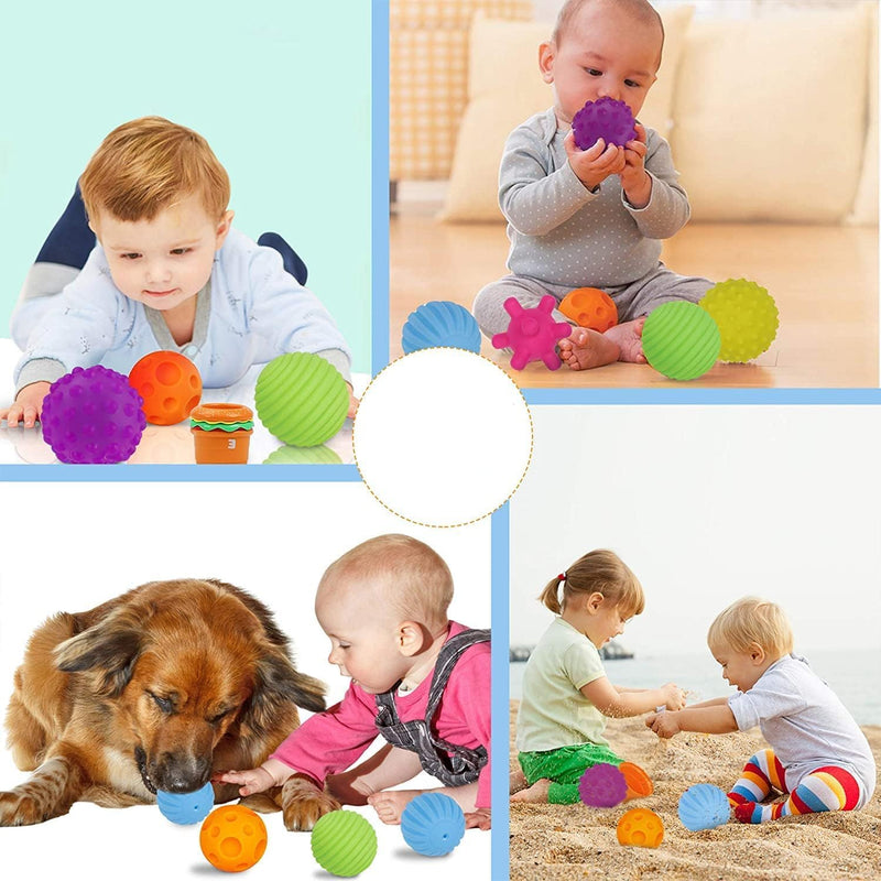 Mumoo Bear Sensory Multi-Ball Set - 6-Piece Textured Toy for Babies 6 Months+, Stimulates Exploration and Motor Skills
