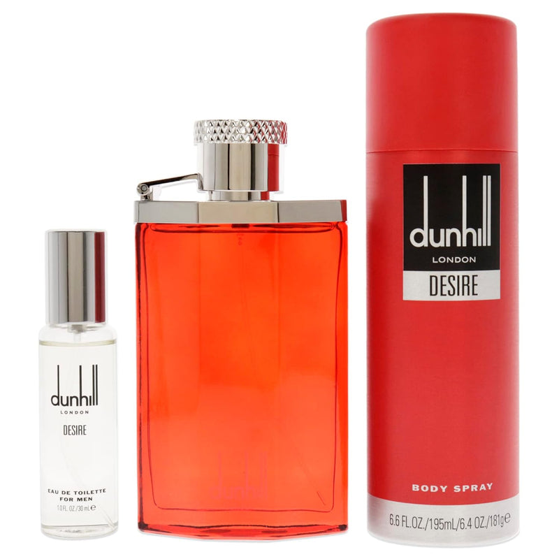 Desire by Alfred Dunhill for Men - 3 Pc Gift Set 3.4oz EDT Spray, 1oz EDT Spray, 6.6oz Body Spray