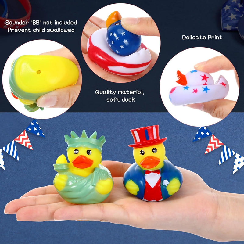 Jerify 96 Pcs 2 Inch Patriotic Rubber Ducks Summer Small Shower Float Rubber Ducks Star Rubber Ducky for Bath Birthday Gifts Baby Showers Beach Pool 4th of July Independence Day (Stylish)