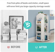 Rotating Bookshelf 3-Tier 360 Revolving Children's Bookcase Floor Standing Corner Books Storage Shelf for Playroom Study Room Bedroom Livingroom Kids Room