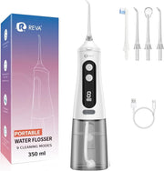 Professional Water Flosser - Cordless Oral Irrigator with 360 Nozzle, 350ML Reservoir, IPX7 Waterproof, Rechargeable - Dental Floss Tool for Teeth, Braces & Gums - Black (M131) - White (M131)