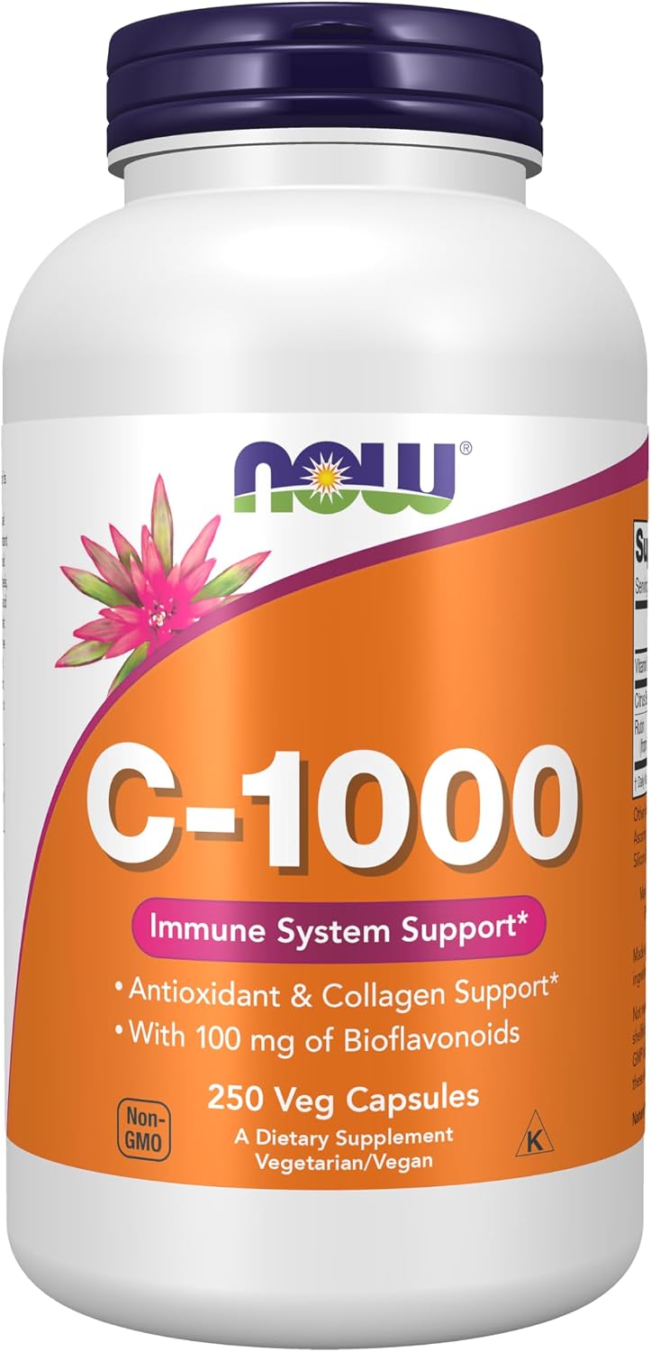 Foods Vitamin C-1000 Sustained Release with Rose Hips Time-Release Vitamin C for Immune Support & Antioxidant Protection & Collagen Formation & Long-Lasting Absorption 250 Tablets - 250 Capsules C-1000