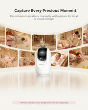 Momcozy - Smart WiFi Baby Monitor with Camera and Audio, 5" 1080P Display with Wall Mount, Motion & Crying Detection, Secure Fence, Clear Night Vision, Battery