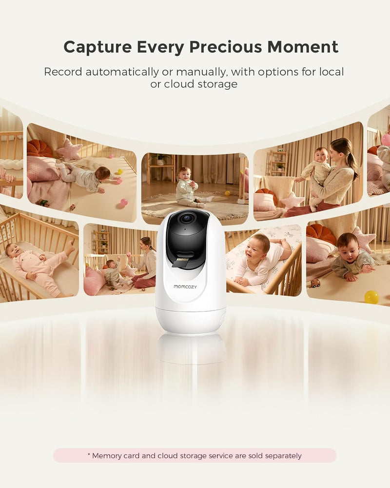 Momcozy - Smart WiFi Baby Monitor with Camera and Audio, 5" 1080P Display with Wall Mount, Motion & Crying Detection, Secure Fence, Clear Night Vision, Battery