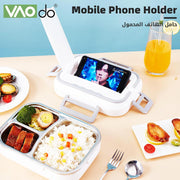VAODO Electric Lunch Box Food Heater, 3 Layers 2L Portable Electric Heated Insulated Lunch Box, Multifunctional Food Warmer Container, Steam Cooker with Rice Set, with Egg Holder, Black