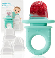 Push Pop Feeder, Baby Fruit Feeder, Baby Fruit Food Feeder to Safely Introduce New Foods, Fresh + Frozen Food Silicone Feeder for Babies, BPA Free, Dishwasher Safe - Vibrant Teal
