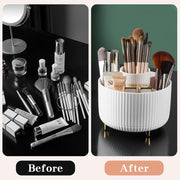 360 Rotate Makeup Brush Holder Organizer, Makeup Organizers Countertop, Makeup organization and Skincare Storage for Vanity, Desktop, Bathroom (White)