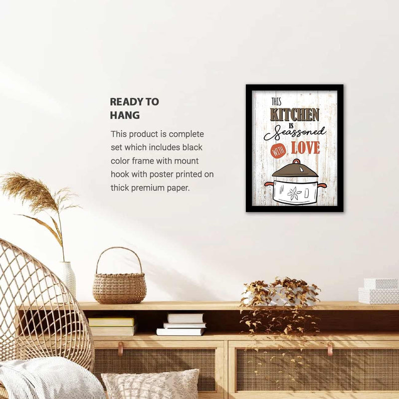 kotart Engineered Wood Photo Frames For Kitchen And Restaurant Wall Decoration - Food Quotes Decor Poster With Frame (11 Inch X 11 Inch, Multi) Design-2, Square)