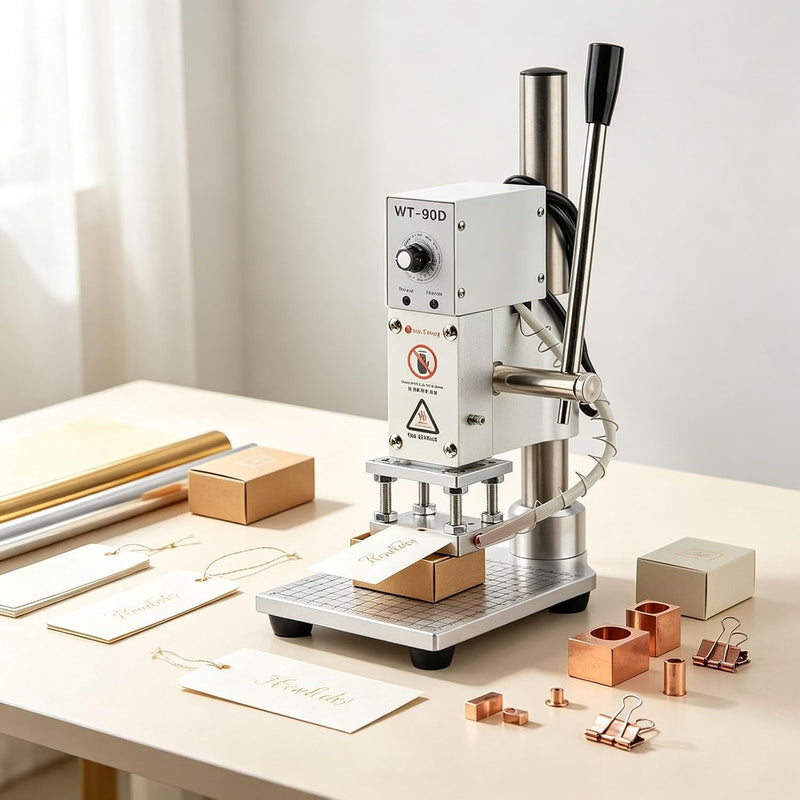 Adjustable 0-16cm Embossing Hot Foil Stamping Machine 14x22x36cm Bronzing Machine Manual Leather PVC Paper Logo Stamper with Temperature Control