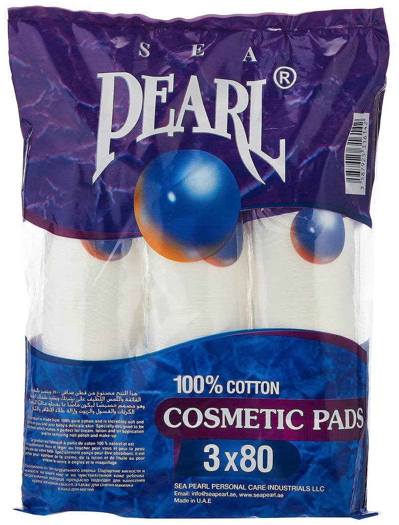 Sea Pearl Cotton Make Up Cosmetics Pads (Pack Of 3 X 80)