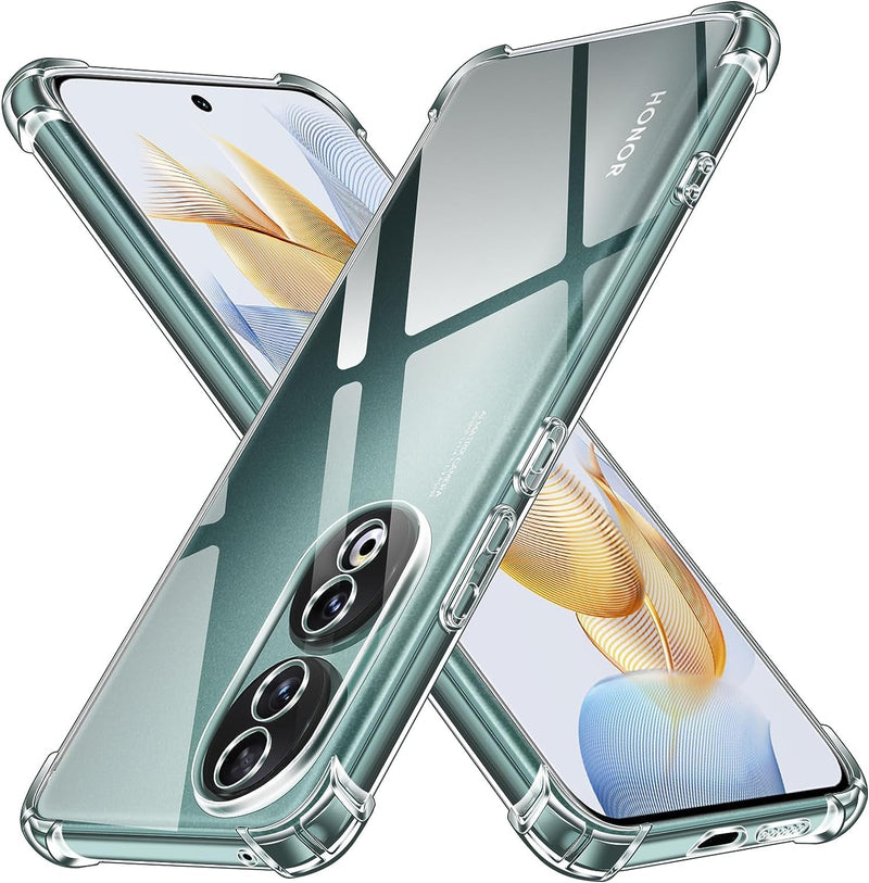 Clear Silicone Case for Honor 90 with Shockproof Protective Corners, Thin, Soft, Transparent Protective Case, Flexible TPU Transparent Mobile Phone Case, Scratch-Resistant Case Cover (Clear)