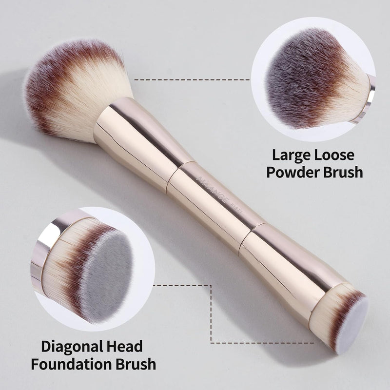 MAANGE Foundation Makeup Brush, Double Ended Makeup Brushes, Applying Liquid or Powder, Blush, Cream, Primer, for Contouring Blending Foundation Blush Brush(Gold, 2PCS)