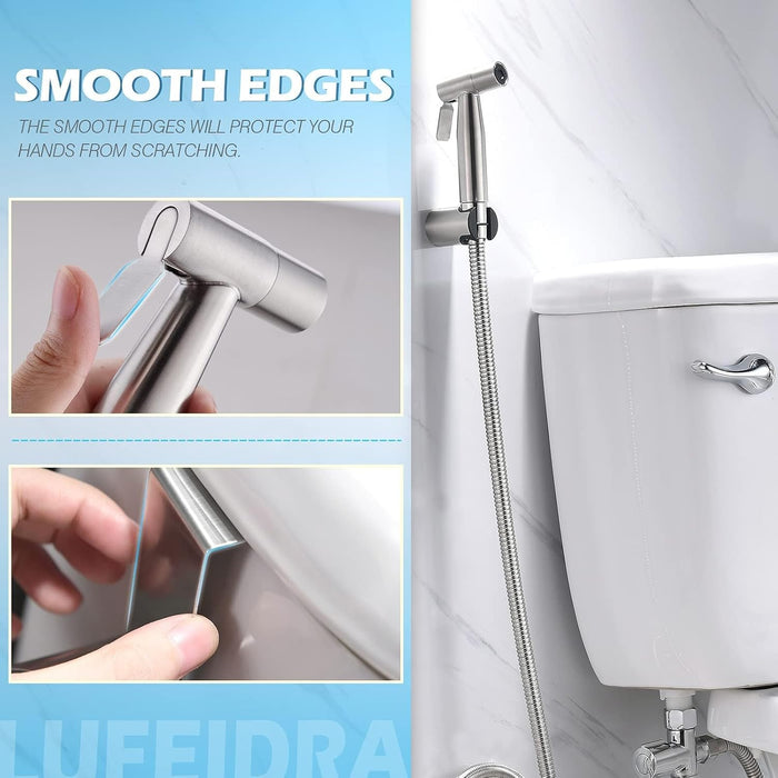 KASTWAVE Handheld Toilet Bidet Sprayer for Toilet, Adjustable Water Pressure Control with Bidet Hose for Feminine Wash, Stainless Steel Brushed Nickel Cloth Diaper for Baby Wash