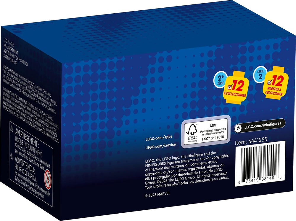 Minifigures Marvel Series 2 6 Pack 66735 Mystery Blind Box, Surprise Collectible Characters for Role Play or to Add to a Minifigure or Marvel Collection, A Gift for Disney and Marvel Fans