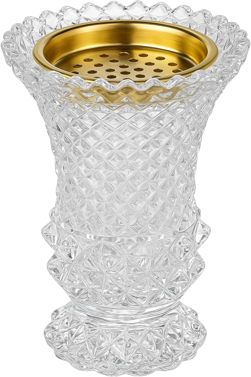 Crystal Glass Bakhoor Burner Oud burner Incense Bakhoor Charcoal Burner مبخرة عود,مبخرة بخور Frankincense Burner Madkhan Mabkhara Bakhoor Gold Incense Burner (Clear)