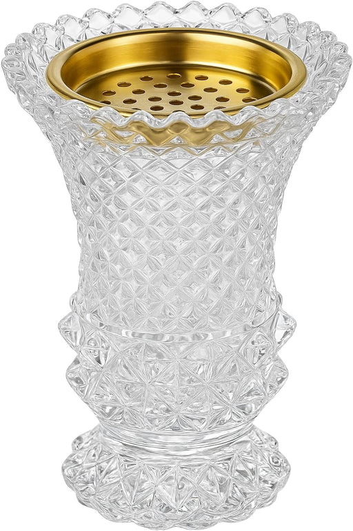 Crystal Glass Bakhoor Burner Oud burner Incense Bakhoor Charcoal Burner مبخرة عود,مبخرة بخور Frankincense Burner Madkhan Mabkhara Bakhoor Gold Incense Burner (Clear)