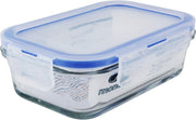 Mondex Cmn0094-96 2 Pieces Food Storage Container With Lid, Blue, 350 Ml/700 Ml, Rectangle, Glass - Rectangular 350ml