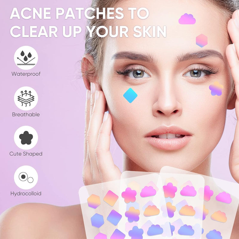 TERRIFI Acne Pimple Patches, Hydrocolloid Pimple Patch for Covering Zits and Blemishes, Water Oilgreen Algae Extracttea Tree Oil Spot Stickers for Face Skin (144pcs)