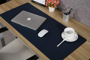 Large Desk Pad, Non-Slip Pu Leather Desk Mouse Pad Waterproof Desk Pad Protector, Dual-Side Use Desk Writing Mat For Office Home, 80Cm X 40Cm, Navy Blue&Yellow