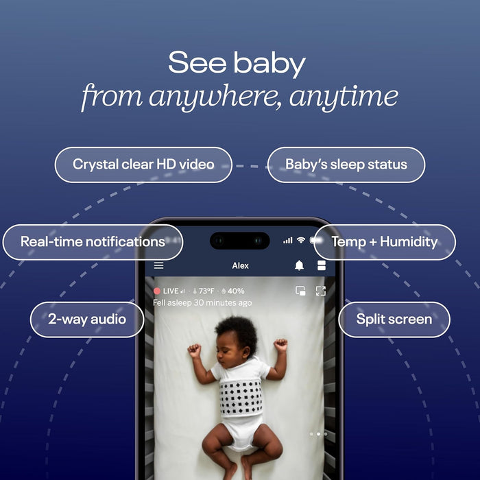 Nanit Pro Smart Baby Monitor & Wall Mount – Wi-Fi HD Video Camera, Sleep Coach and Breathing Motion Tracker, 2-Way Audio, Sound and Motion Alerts, Nightlight and Night Vision, Includes Breathing Band