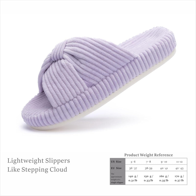 Chantomoo Slippers for Women Memory Foam House Bedroom Corduroy Bow Crossbands Slide Slipper Shoes Comfy Trendy Gift Slippers